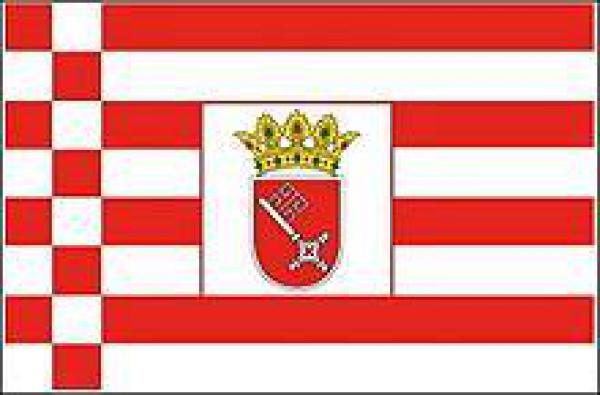 Länderflagge Bremen mit Wappen
