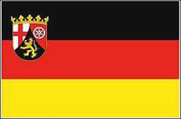 Länderflagge Rheinland-Pfalz mit Wappen