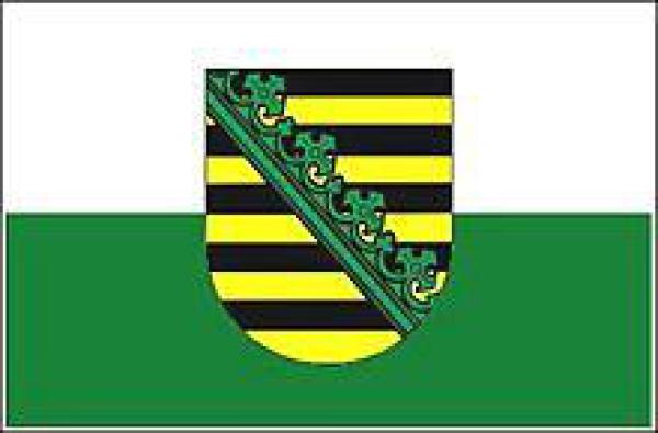 Länderflagge Sachsen mit Wappen