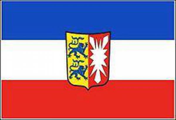 Länderflagge Schleswig-Holstein mit Wappen