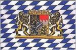 Länderflagge Bayern mit Rauten und Wappen