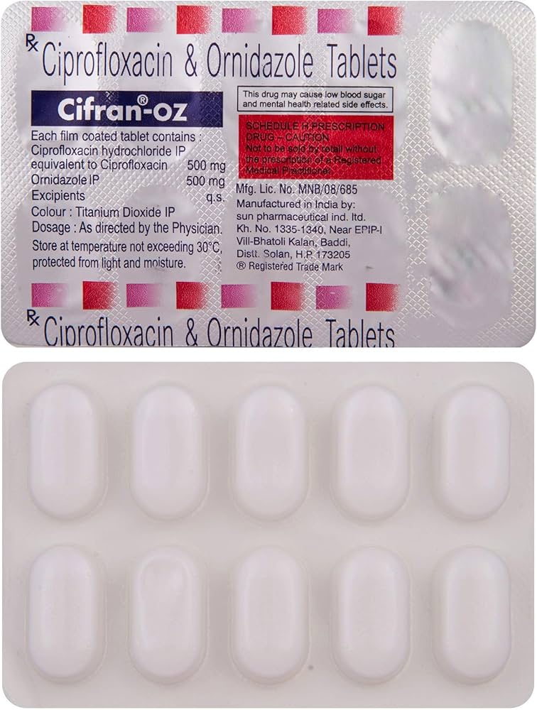 Ciprofloxacin 500mg & ornidazole 500 mg